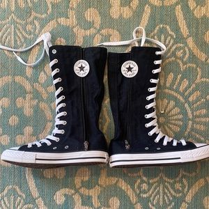 CONVERSE ALL-STAR Knee-high, zip-up, YOUTH size 2, Black/White